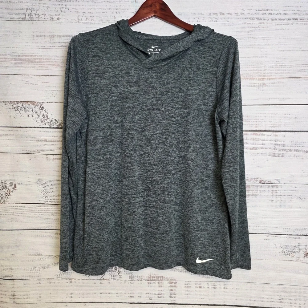 Nike Dri Fit Legend Hoodie Women Large Dark Gray Light Athletic Pullover Running